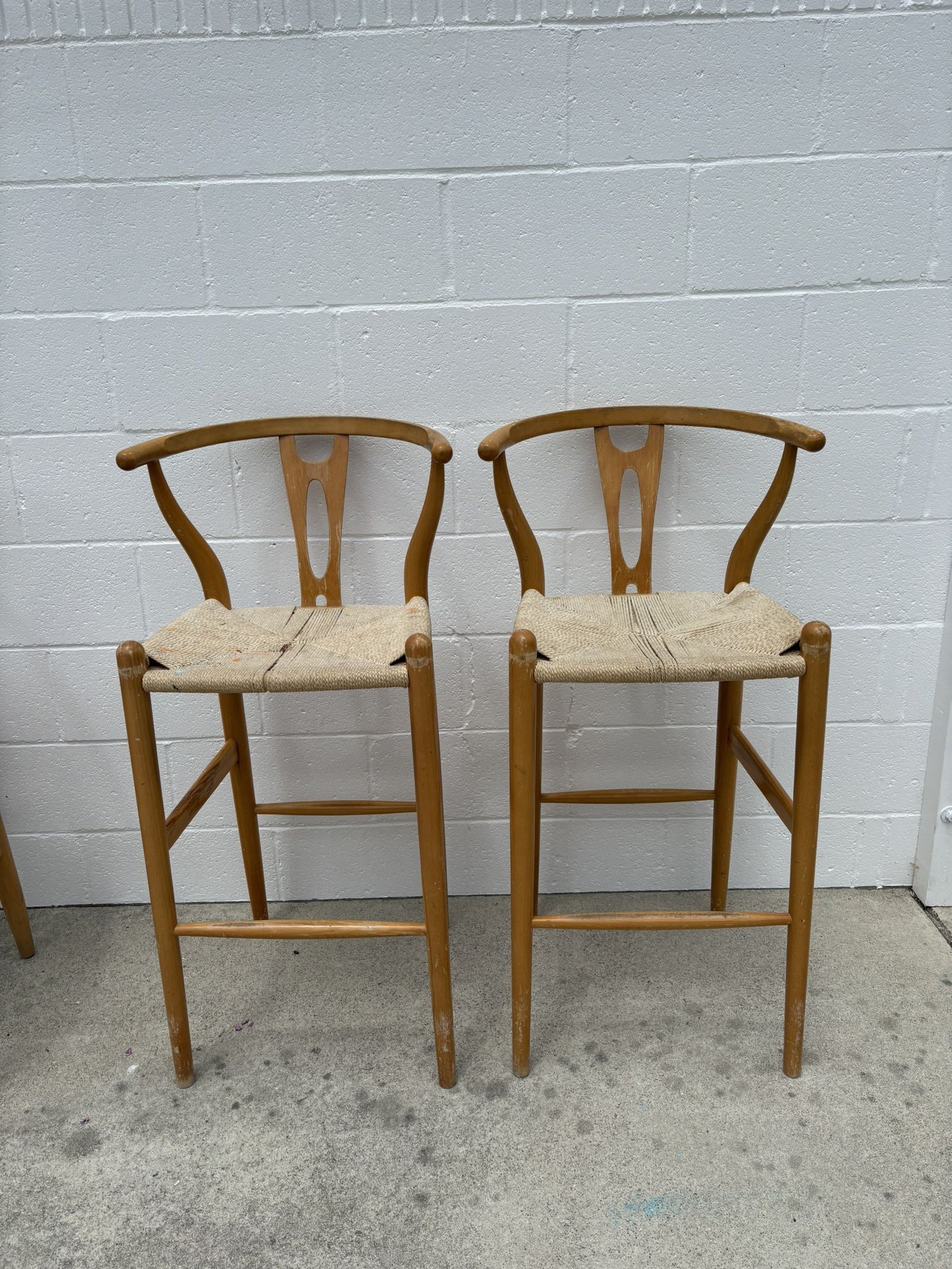 Hans Wagner style High Bar Stool Chairs
