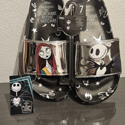 NWT The Nightmare Before Christmas Women's Jack And Sally Slides