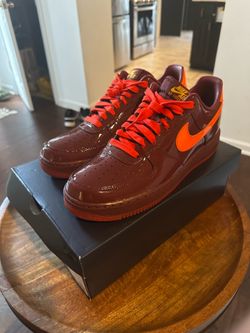 Air Force 1 patent leather dark team red