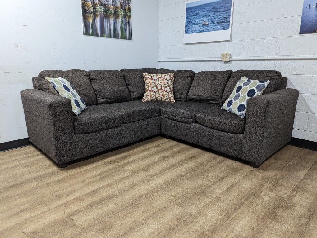 Charcoal Grey Contemporary Fabric Sectional
