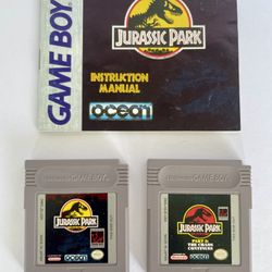 Jurassic Park 1 & 2 Lot – Original Nintendo Game Boy Authentic