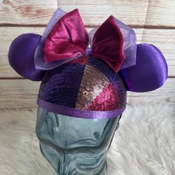 Adult size-Disney Parks Purple and Pink Sequin Minnie Mouse Ears hat