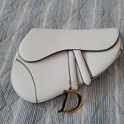 Authentic Christian Dior Grained Calfskin Mini Saddle Bag White D Logo Purse No Strap.  $800 Pickup In Oakdale 