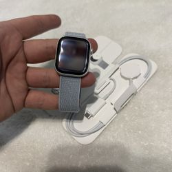 Apple Watch Series 10 [GPS 42mm case] Smartwatch with Silver Aluminum Case with Blue Cloud Sport Loop