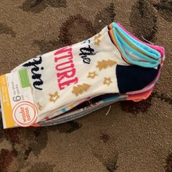 Girls Size L 4-10 6 No Show Socks Brand New