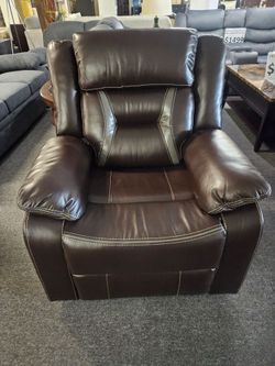 Brand new brown soft leather gel manual reclining chair