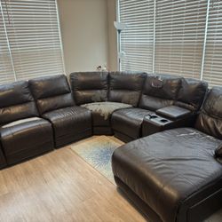 Brown Leather Sectional Couch