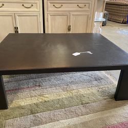Low Leather Top Rectangle Coffee Table 