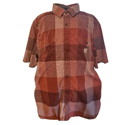 Carhartt Men’s Rugged Flex Relaxed Fit Plaid Button Down Shirt XL Red S/S