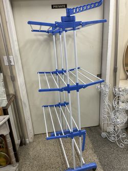 69” Tall foldable & Rolling clothes laundry drying rack, 3 tiers with area to also hang with hangers