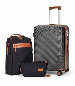 3-Piece Hard Shell Expandable Luggage Set, Airline Approved Carry-On with Spinner Wheels and TSA Lock for Secure Travel