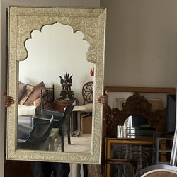 Carved Silver Mirror  Makes A Big Statement