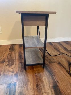 Side Table with Outlet and Storage
