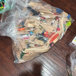 $10 Full Bag Of Wooden Train Set. Great Condition.