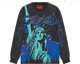 Godspeed Statue of Liberty Graphic Long Sleeve Sweatshirt