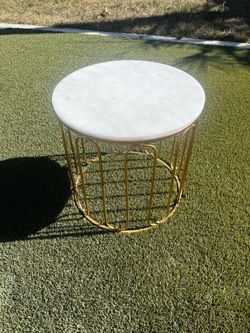 Modern Faux Marble & Gold Accent Side Table / End Table