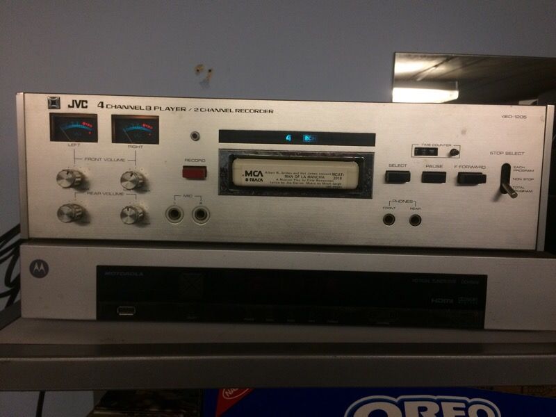 JVC 4ED-1205 8 TRACK PLAYER 4 Channel, 2 Channel Recorder & 18 8-Track Tapes ~ WORKING!