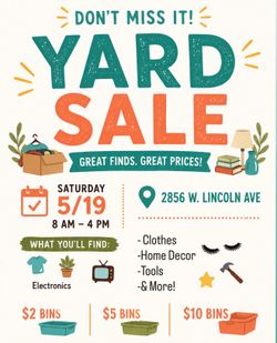 YARD SALE 8am-4pm SATURDAY