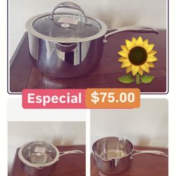 Sarten 3qt Tapa Coladora Prepara Avenas Atoles Salsas Acero Inoxidable Especial $75.00 Princess House Ventas Finales