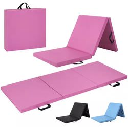 New! Tri-Fold Folding Thick Exercise Mat Black 6 ft. x 2 ft. x 2 in. Vinyl and Foam Gymnastics Mat