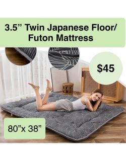 3.5” Twin Japanese Floor Futon Mattress Thicken Sleeping Pad Roll Up Mattress Floor Lounger Mat Camping Mattress Guest Room Mattress Pad, Thick Soft a