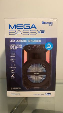 Tzumi MegaBass V3 LED Jobsite Bluetooth Speaker 8” 10W New In Box