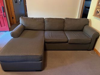 5 years old Gray Fabric Sectional Sofa with Chaise