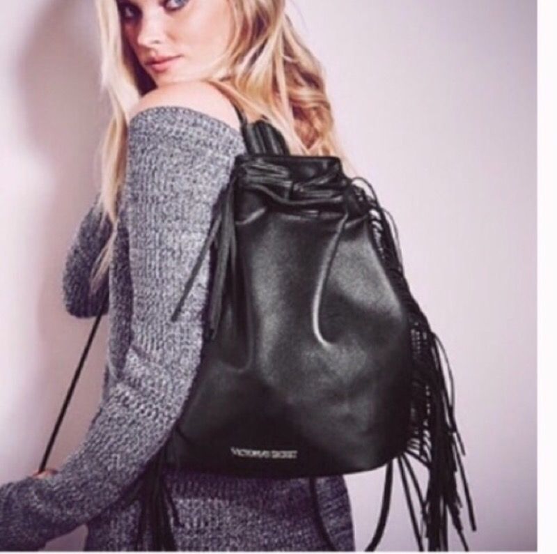 Victorias Secret Black fringe bag