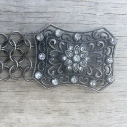 Vintage Women’s Chain Belt with Rhinestone Buckle
