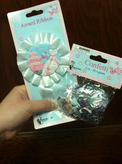 Bridal shower ribbon and confetti!