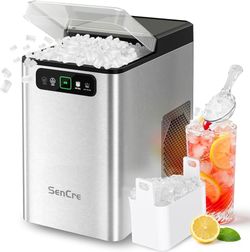 Nugget Ice Maker Countertop 40Lbs/24H Soft Chewable Ice Machine Pellet Crushed Ice Makers
