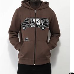 NWT NEW Men’s Size M Lurking Class by Sketchy Tank Van Hoodie Graphic Sweatshirt Brown  Street Wear