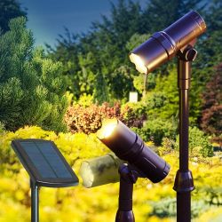 Solar Powered Spotlight, 2 Pack, 50 Lumens