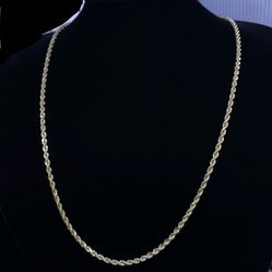 $2500 Yellow Gold Solid Rope Chain Necklace