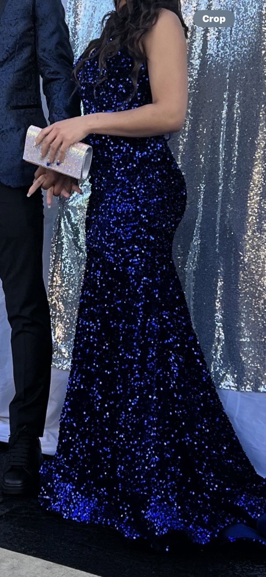 Blue Sequin Prom Dress Size 4