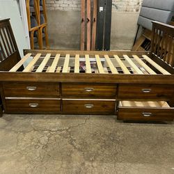 Twin size bed with storage drawers. $137