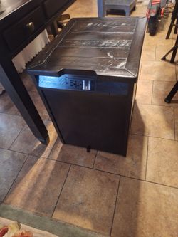Dark wood plank top executive desk