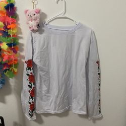 White Long Sleeve With Roses
