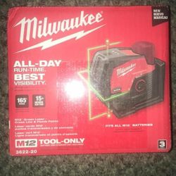 📍Milwaukee M12 Green Laser - Cross Line & Plumb Points 