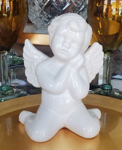Vintage CWL White Ceramic Cherub Angel Figurine