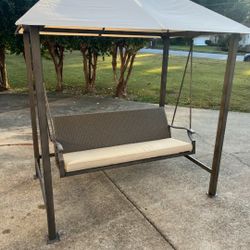 GRAND PATIO Outdoor Porch Swing 3-Seat with Canopy and Removable Cushion for Garden, Backyard, Poolside