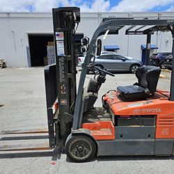 2010 Toyota 3500 Lbs 3 Stage Side Shift Electric Forklift, AC Motors & Compact