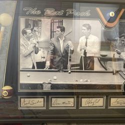 FRAMED PHOTO OF THE RAT PACK AT A BILLIARDS TABLE - BY MOUNTED MEMORIES w/ COA