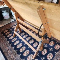 Vintage Hamilton Drafting Table 60"×38" Solid Oak & Maple With Cast Iron Parts Circa 1950's 