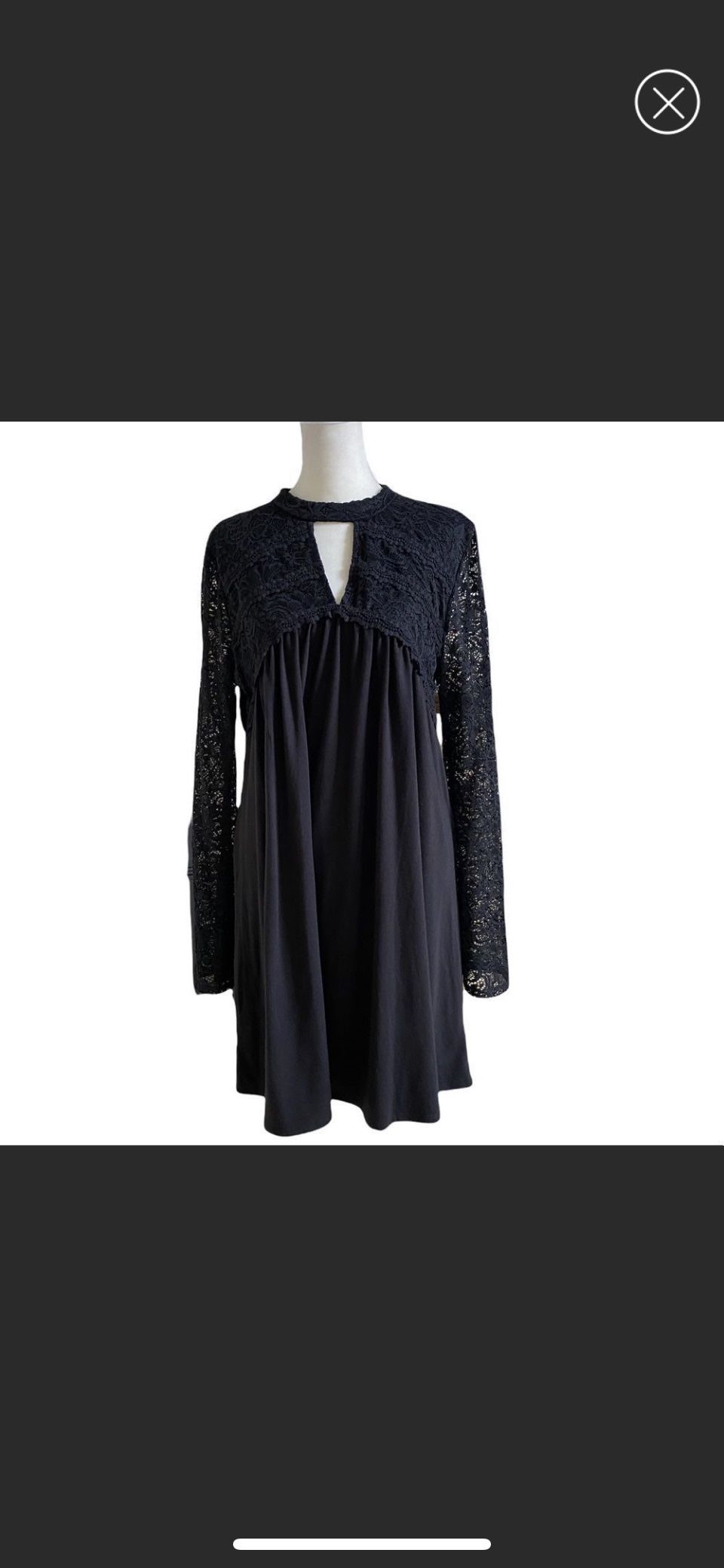 Janet Chung Lace Bell Sleeves Keyhole Empire Waist Swing Dress Large