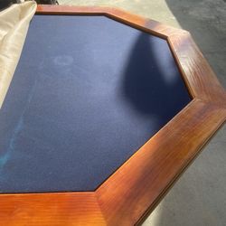 Poker Table - Wood And Blue Felt 