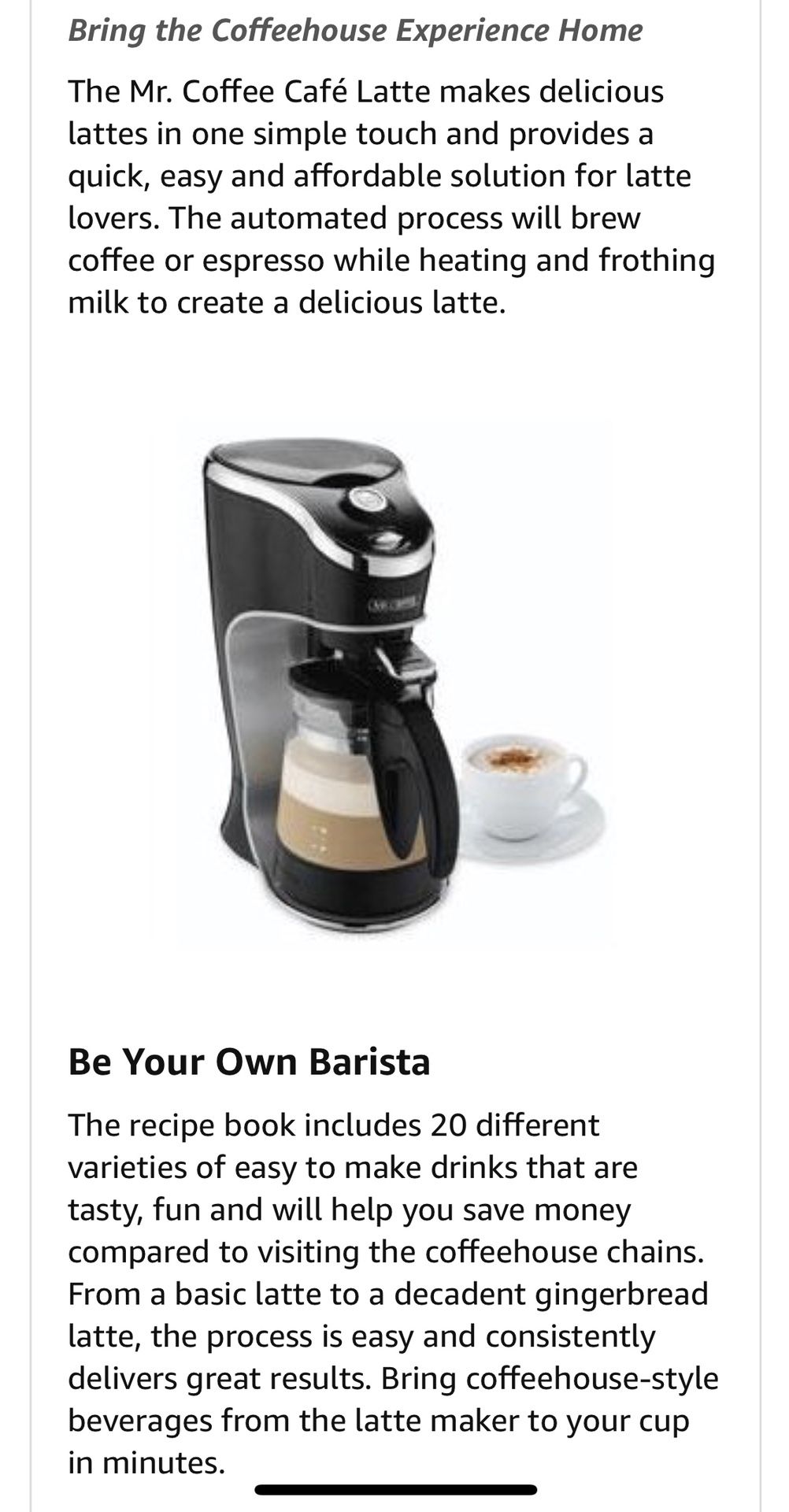 Mr. Coffee Cafe Latte Maker