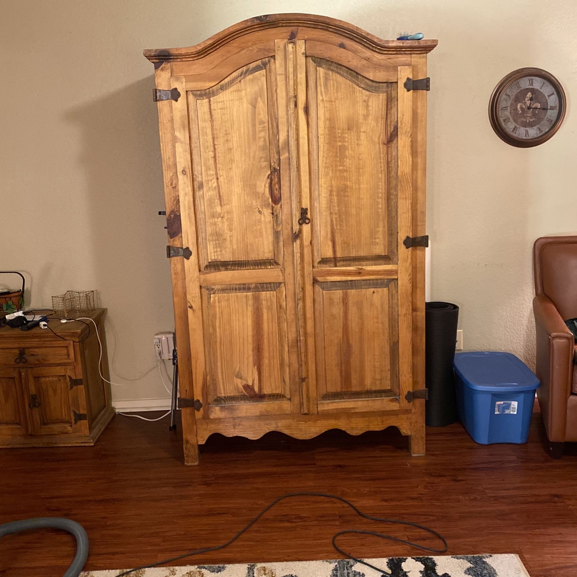 Rustic Mexican Style Pinewood Armoire Cabinet