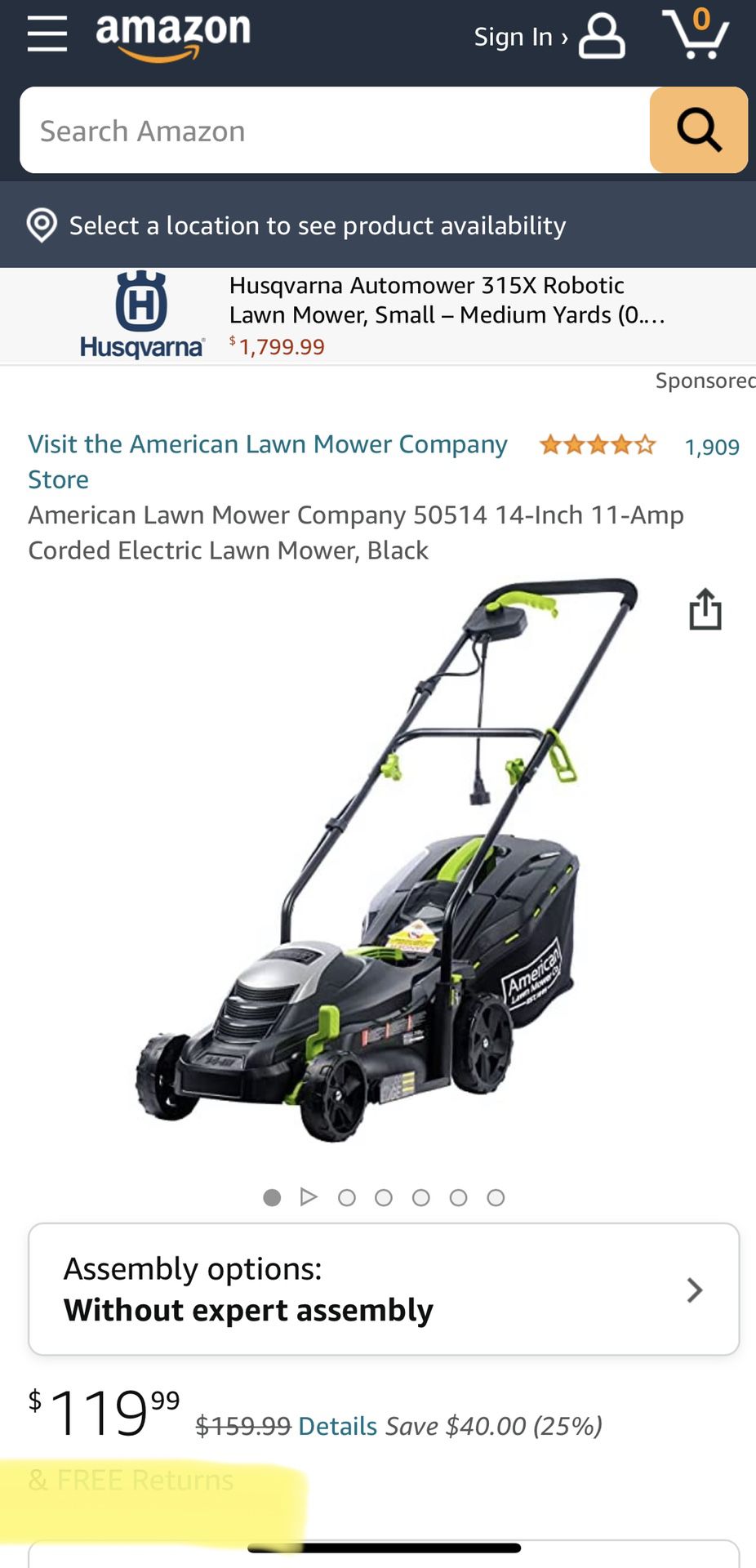 American Lawn Mower 14” 11 Amp Corded Electric Mower 