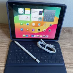 Apple iPad 7th Generation 128GB With Logitech Keyboard and Pencil